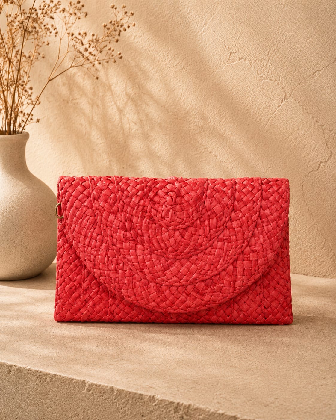 Bolso Rafia Rojo.
