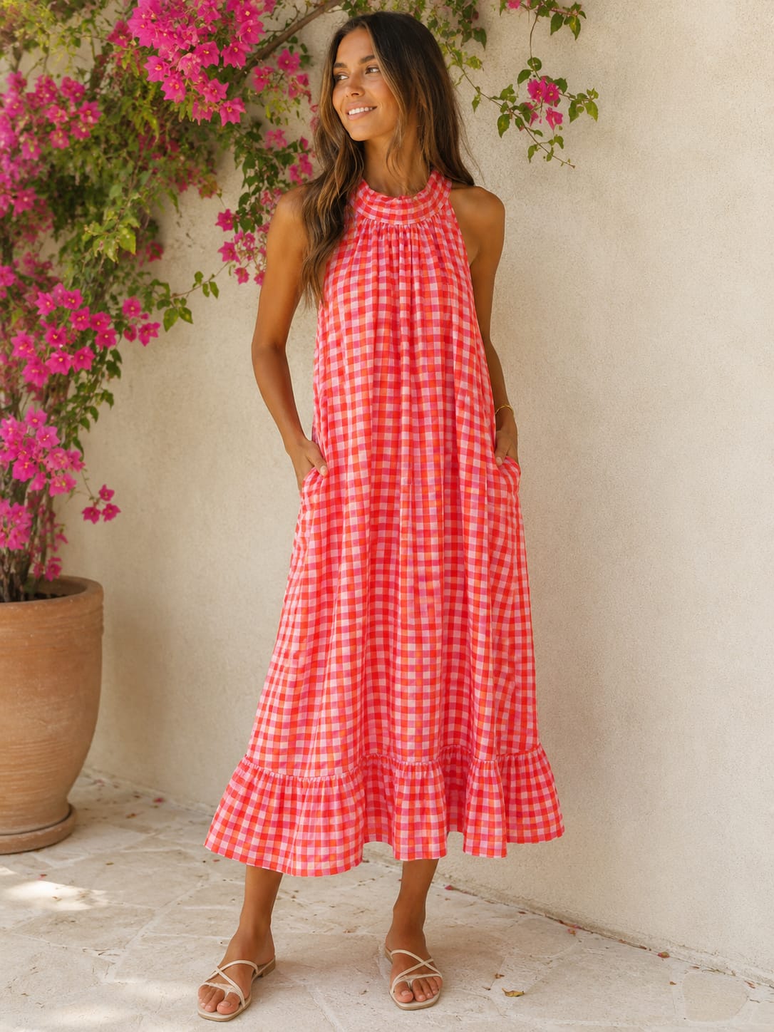 Vestido Vichy Naranja