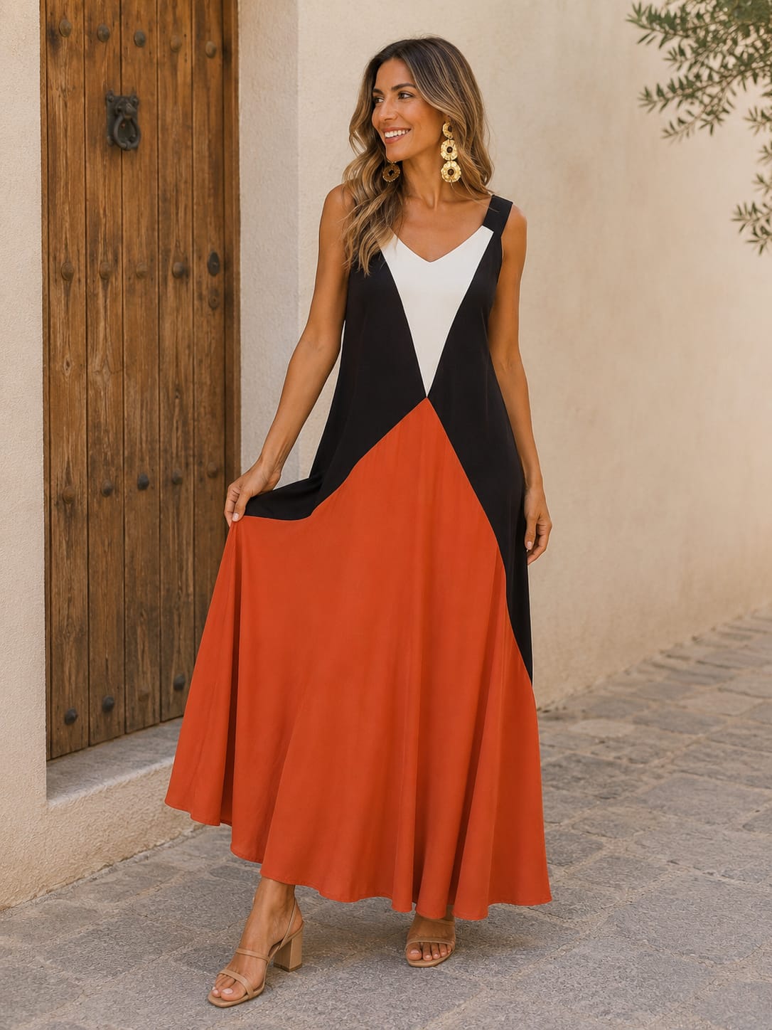 Vestido Calabria en Coral Naranja