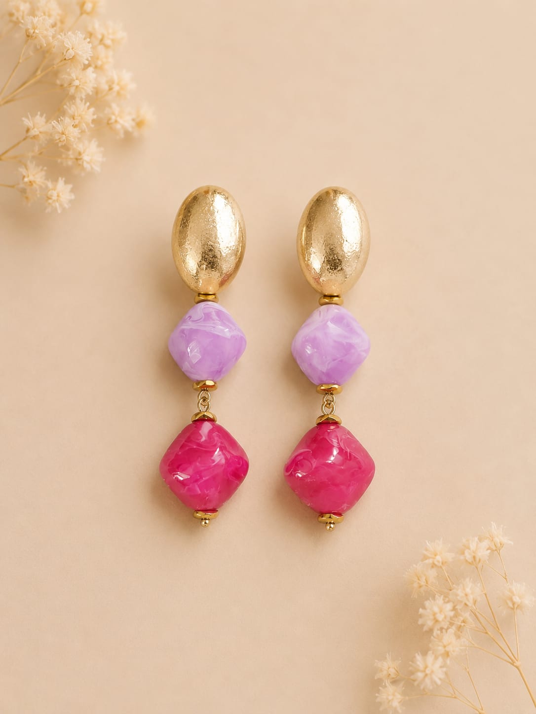 Pendientes Aura Malva y Rosa