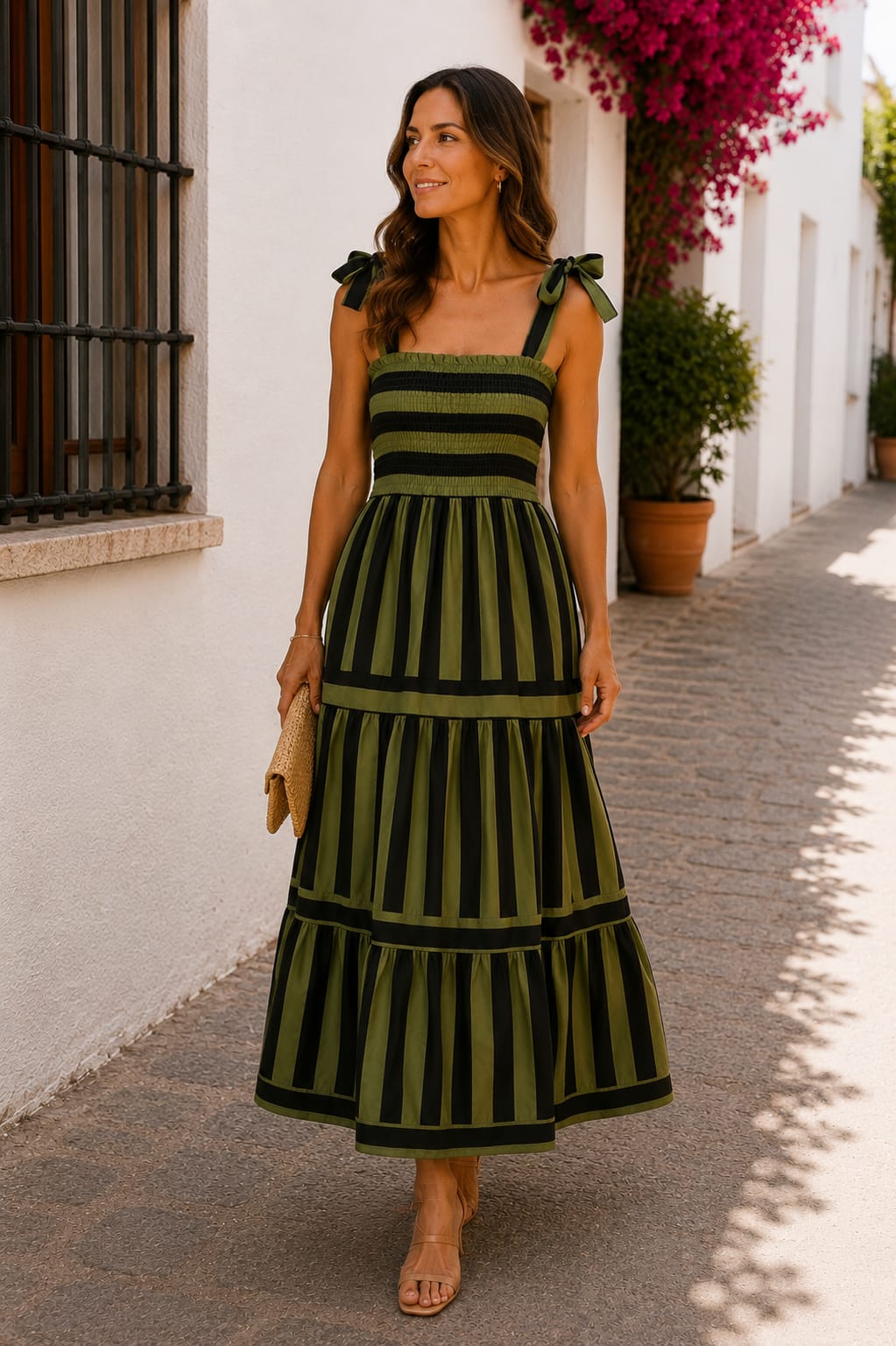 Vestido Azahara Oliva y Gris