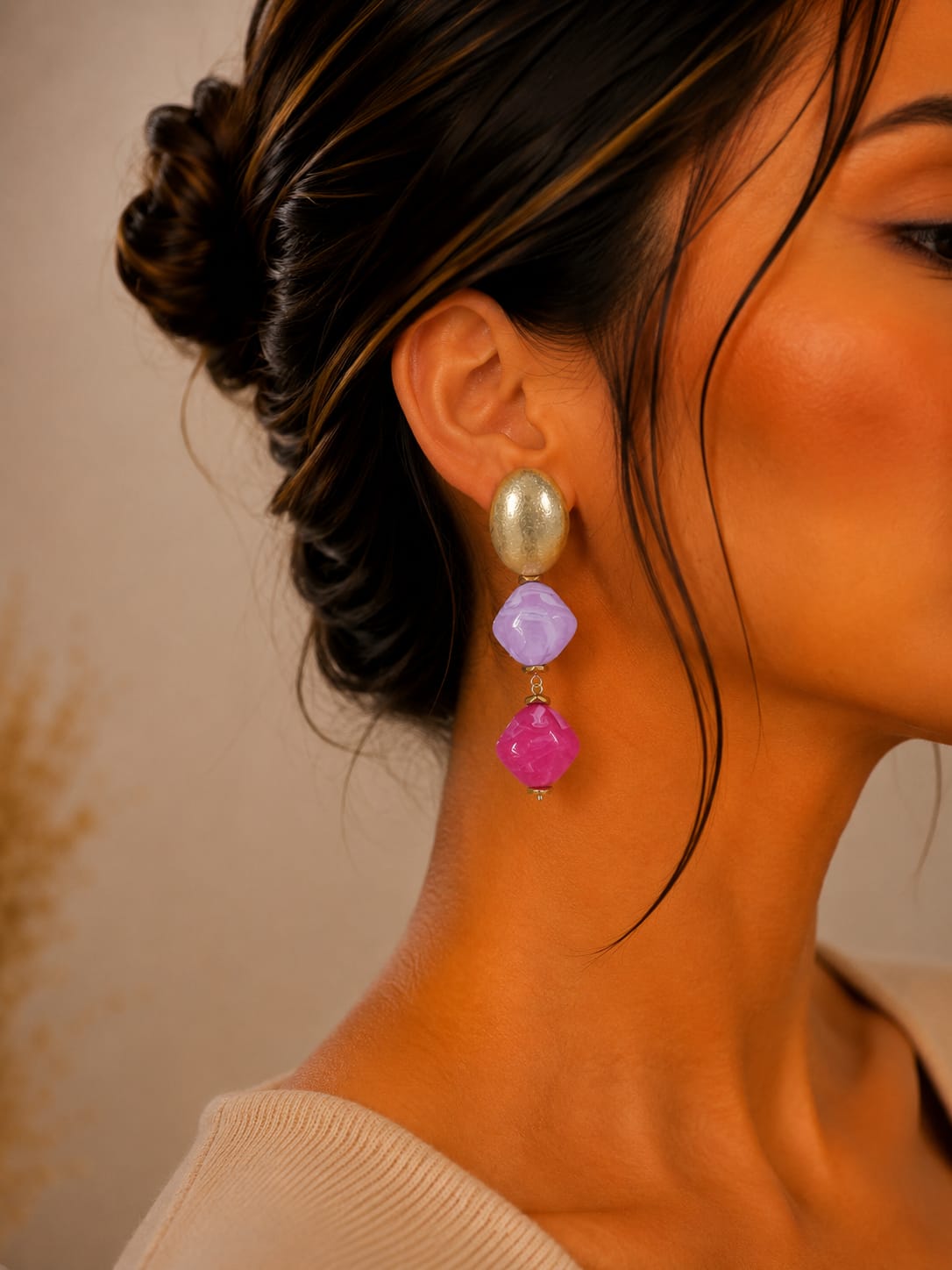 Pendientes Aura Malva y Rosa