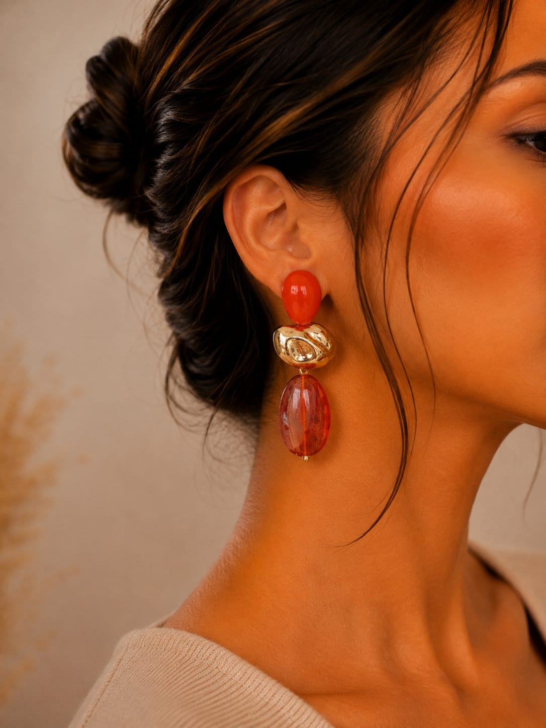 Pendientes Cora Rojo