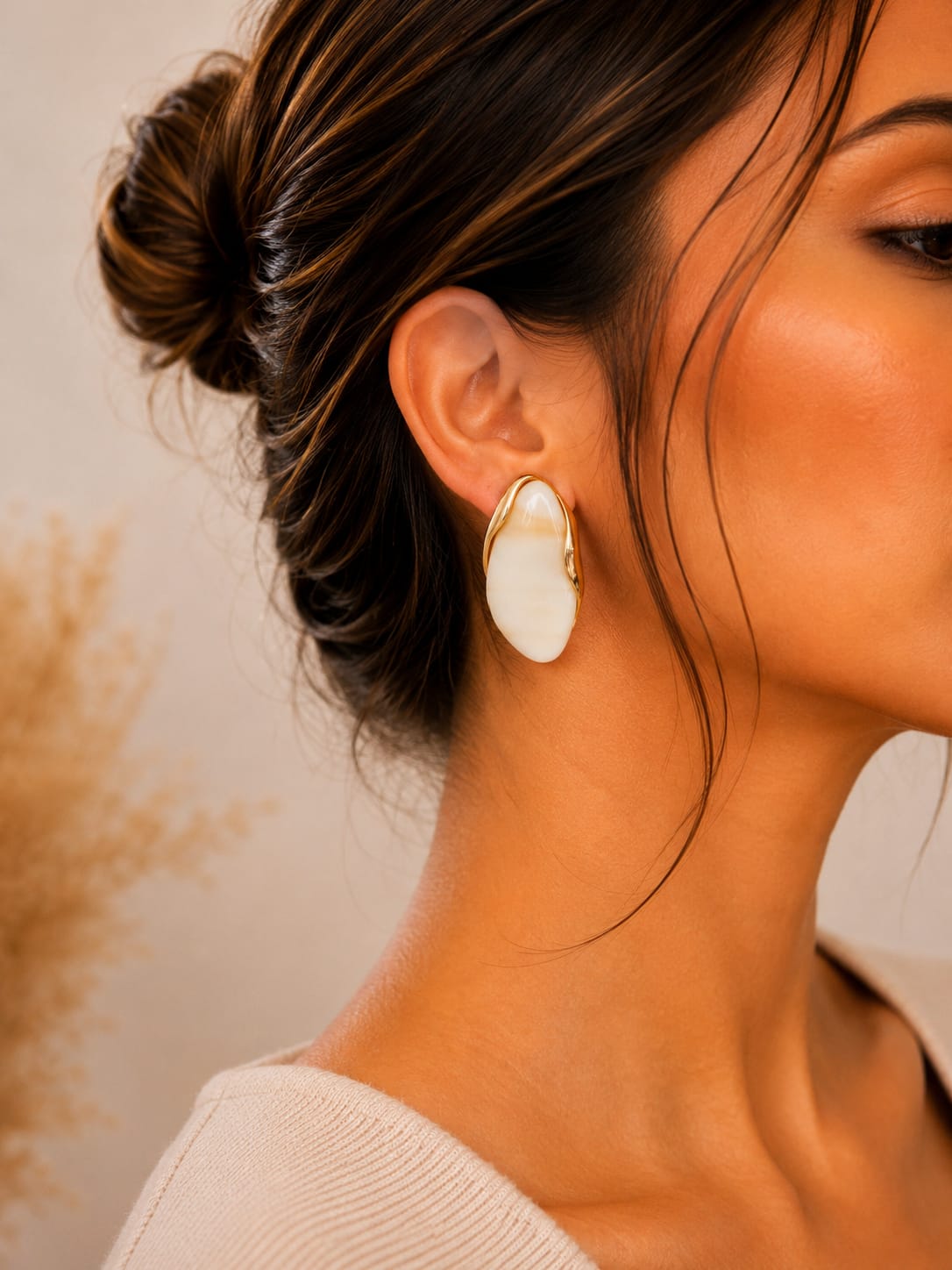 Pendientes Duna en Crema