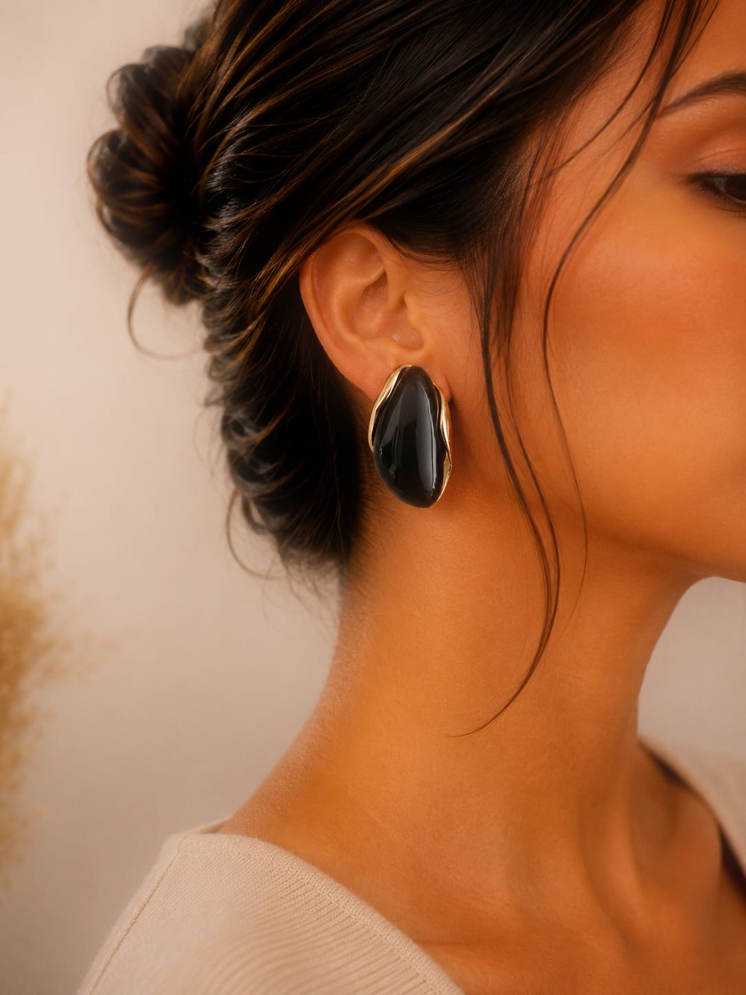 Pendientes Duna en Negro