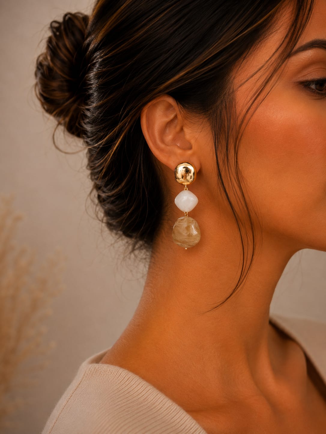 Pendientes Roser Crema y Arena