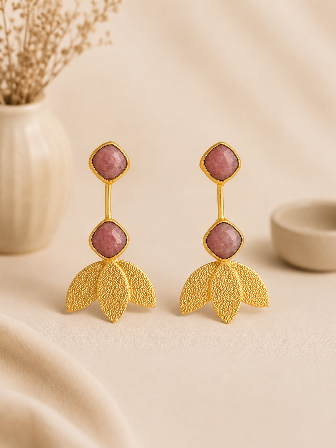 Pendientes Azalea Malva Rosa