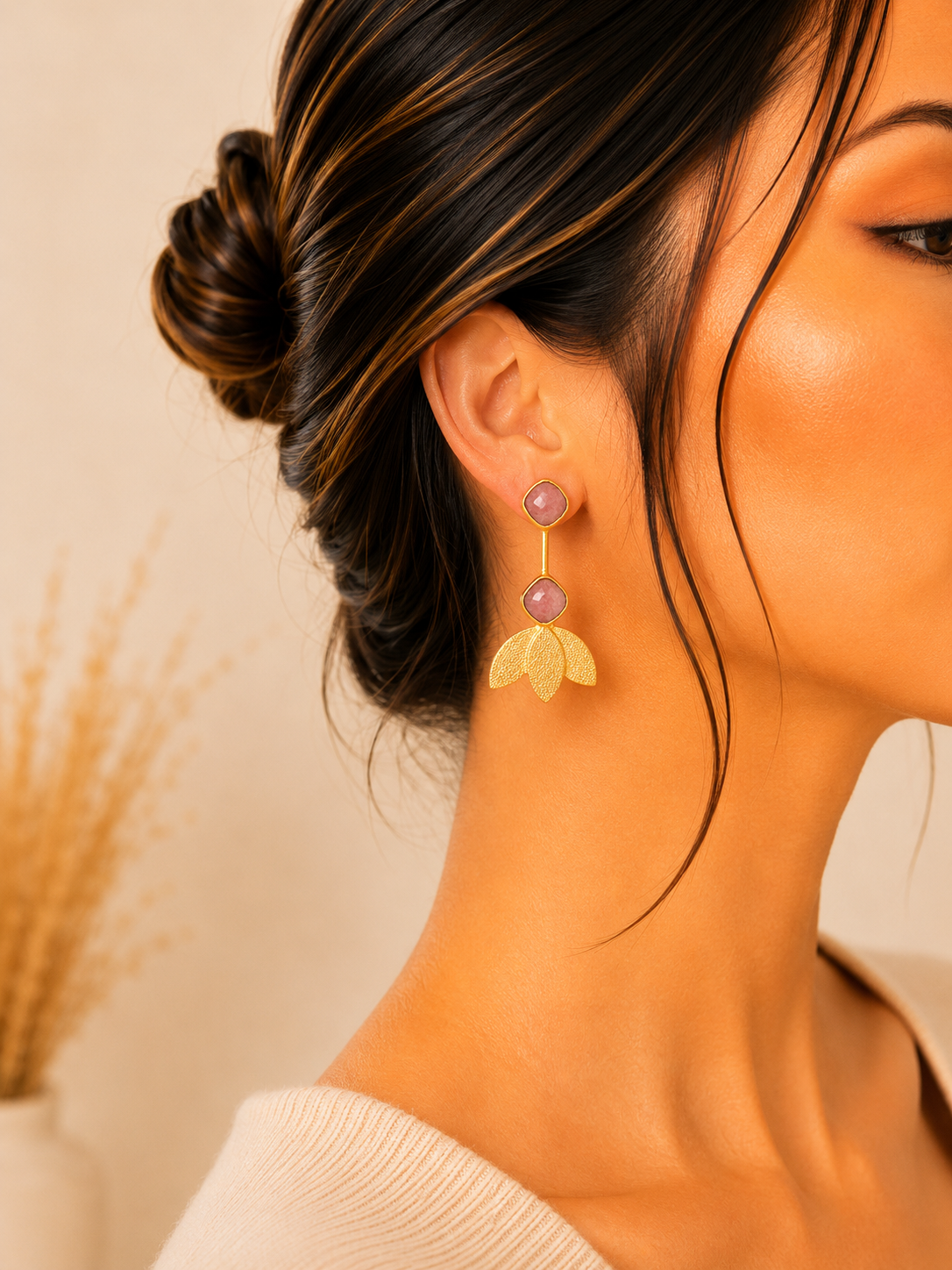 Pendientes Azalea Malva Rosa