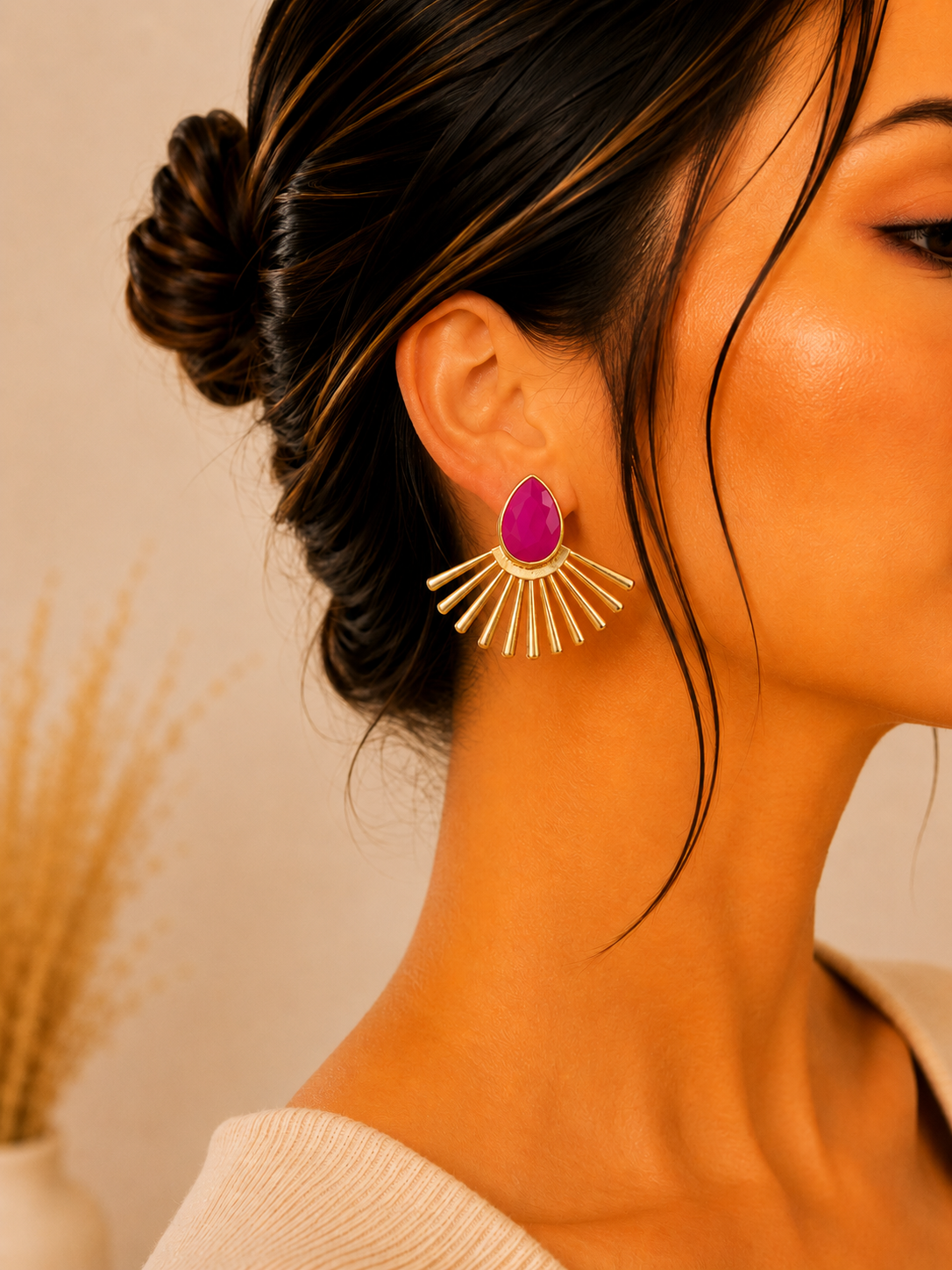Pendientes Malika Fucsia