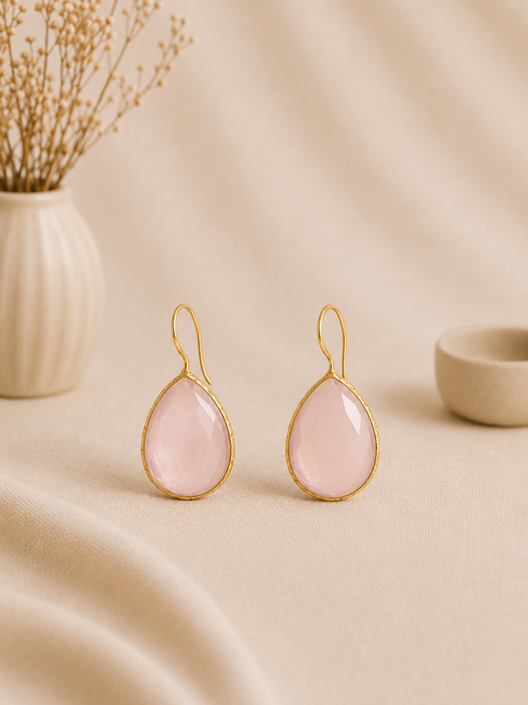 Pendientes Amani Cuarzo Rosa