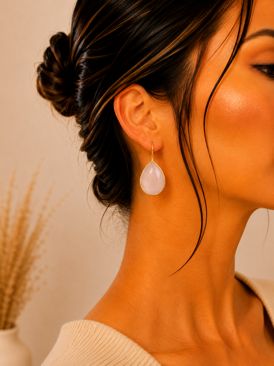 Pendientes Amani Cuarzo Rosa