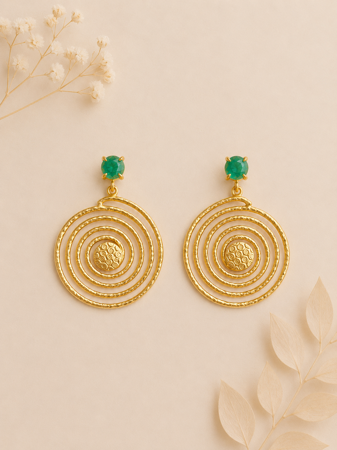 Pendientes Esmeralda de Bali. Agua Marina con Dorado