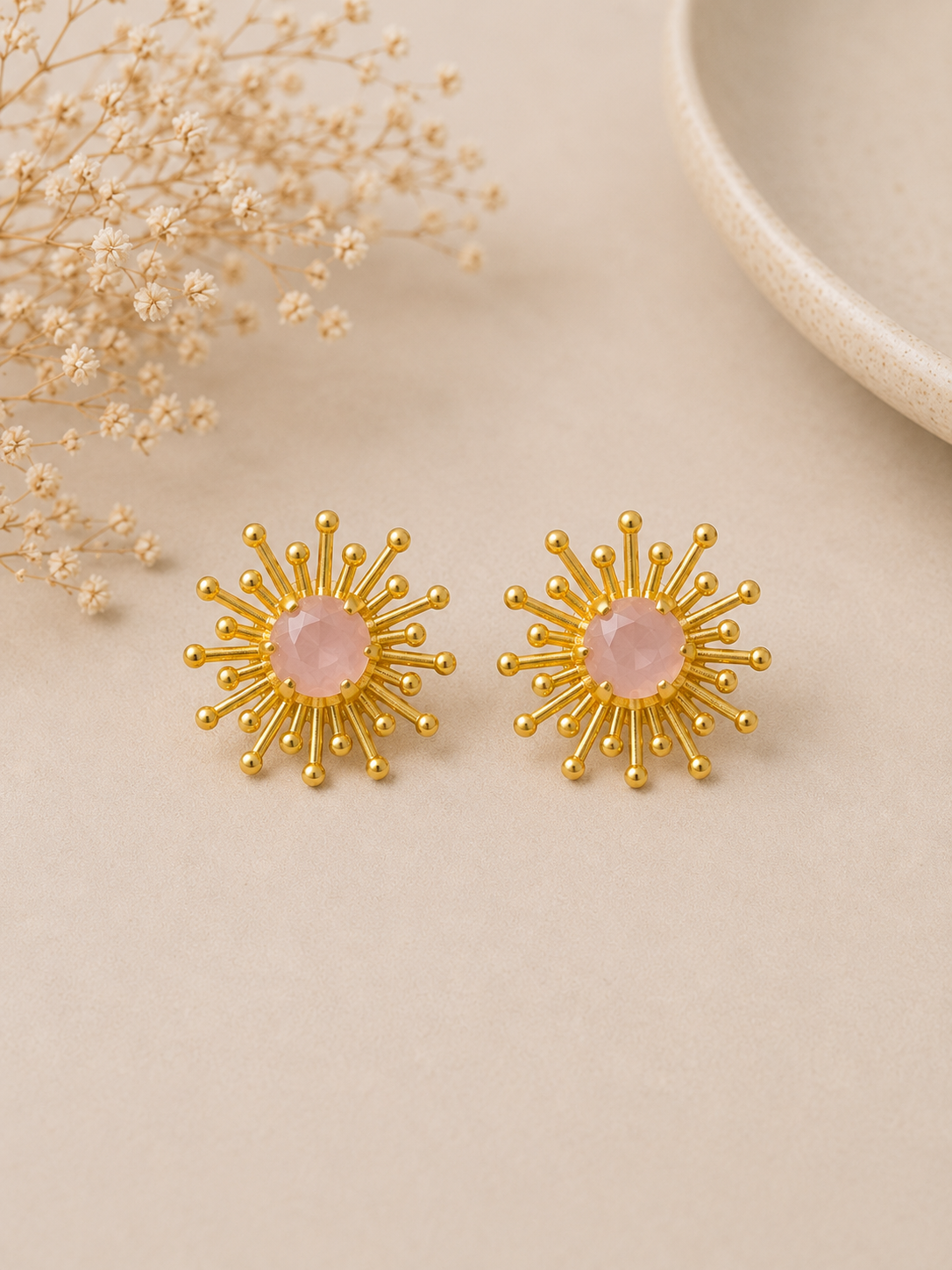 Pendientes Solana. Rosa empolvado y Dorado.