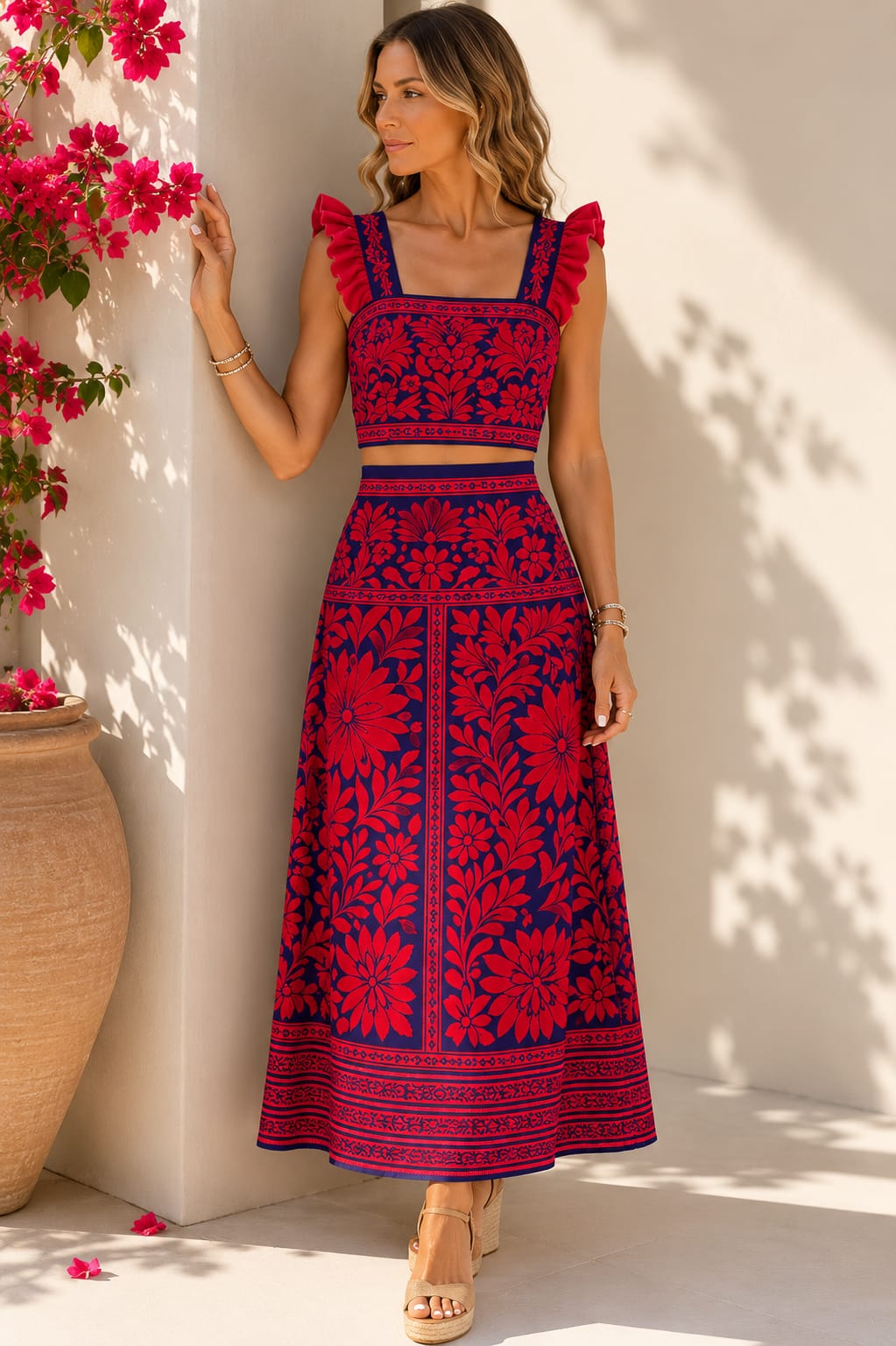 Conjunto Valentina Noir. Rojo y Morado.