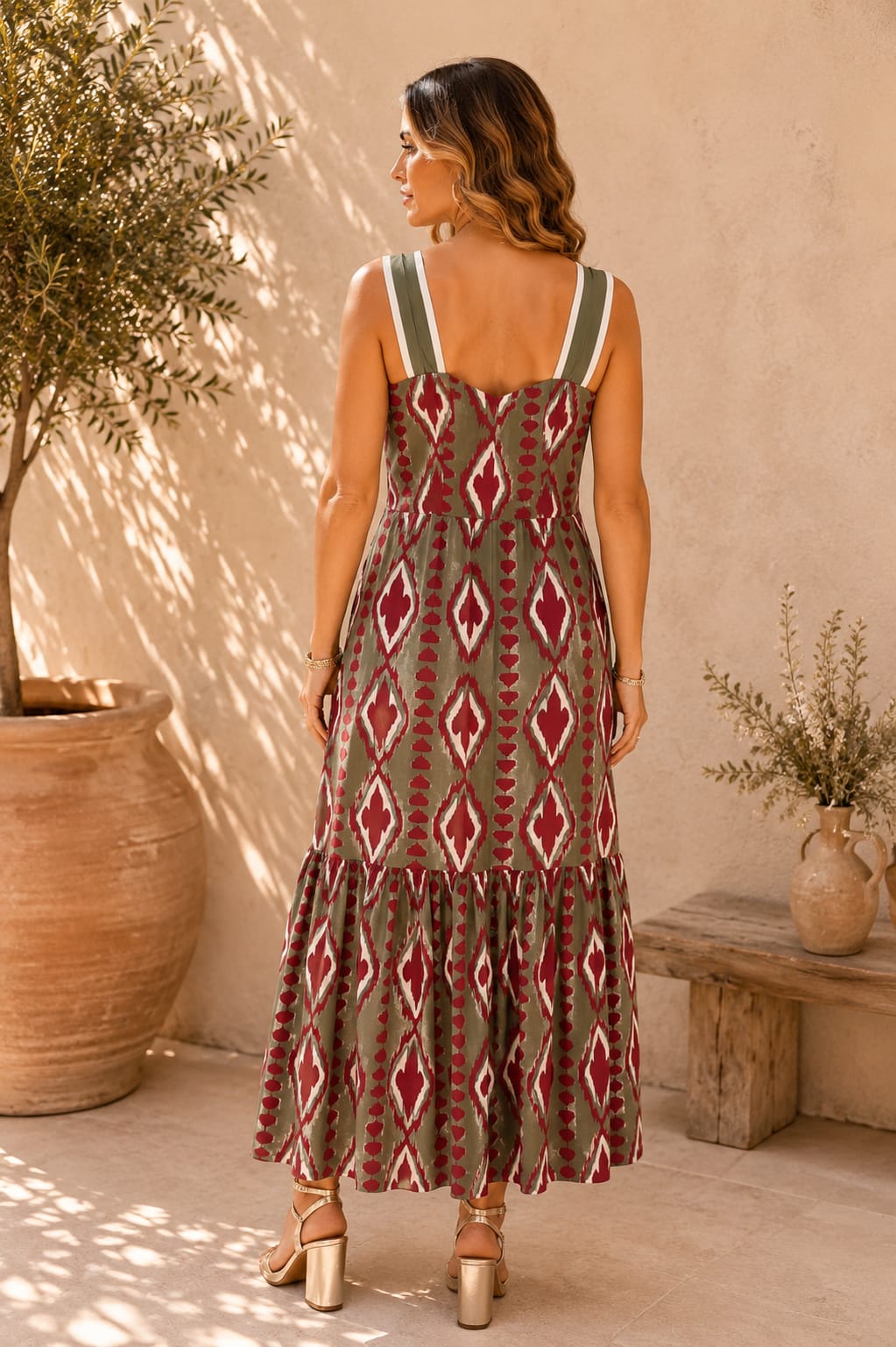 Vestido Siena Étnico. Verde Cacería.