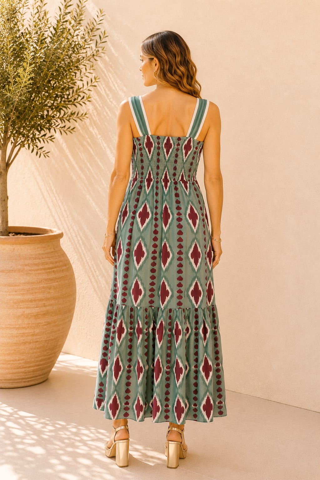 Vestido Siena Étnico. Verde Empolvado.