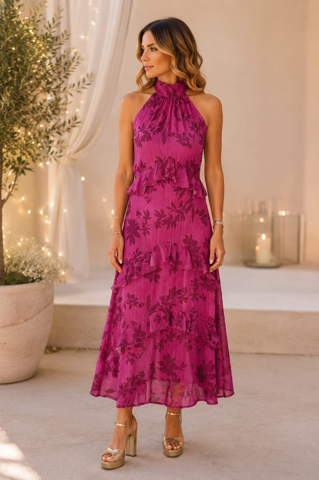 Vestido Amatista. Fucsia.