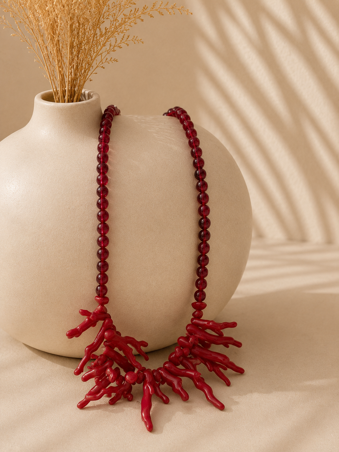Collar Coral Marino. Rojo.