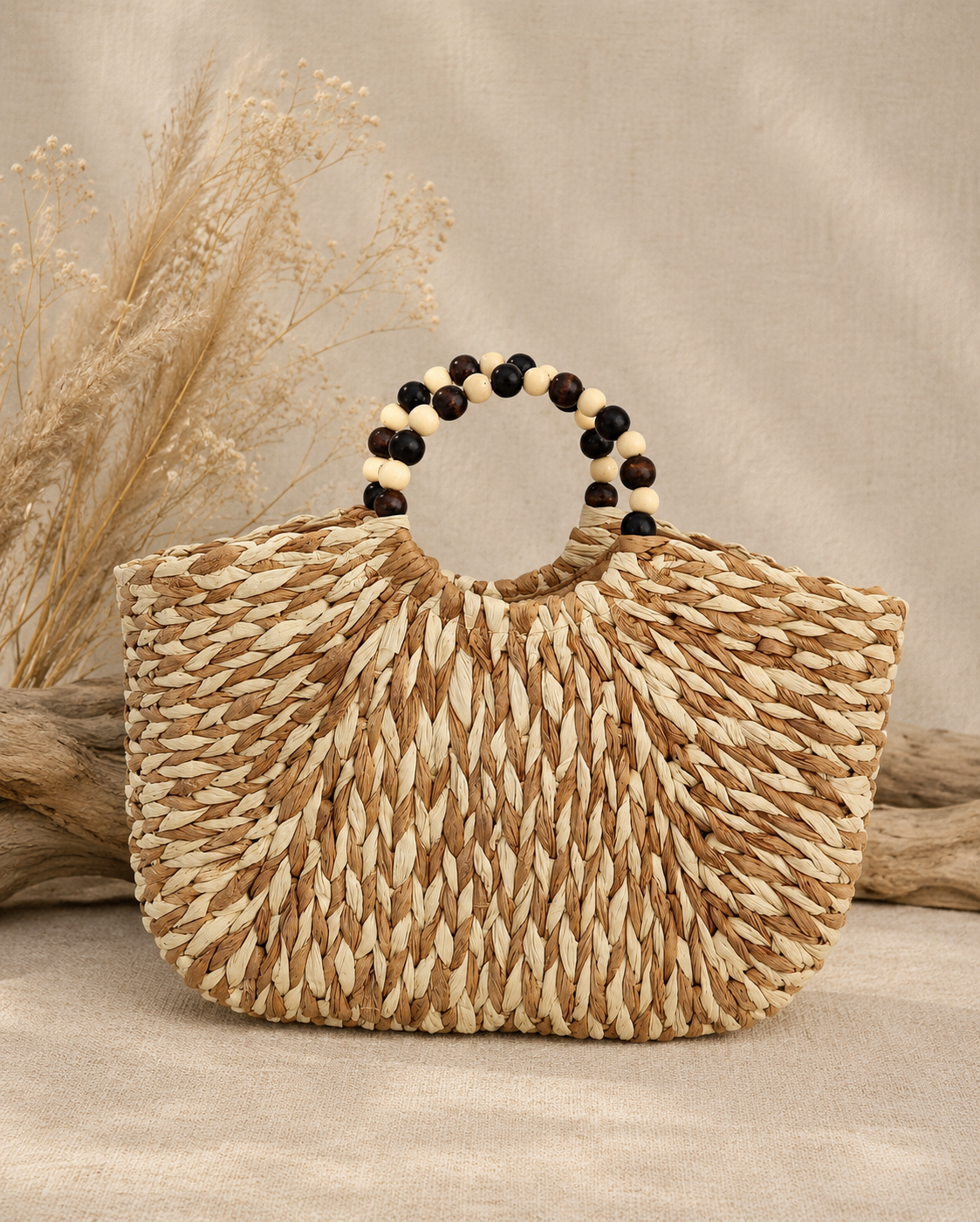 Bolso Calatea. Natural y Crema.