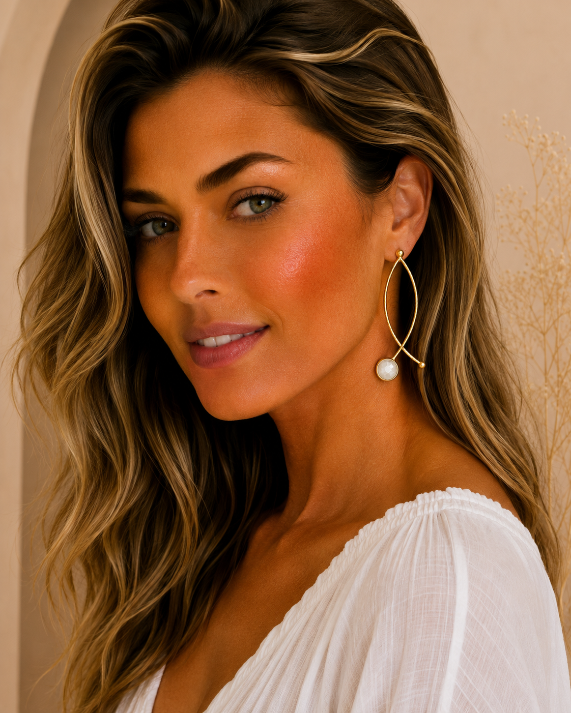 Pendientes Amalfi. Blanco Nacarado.