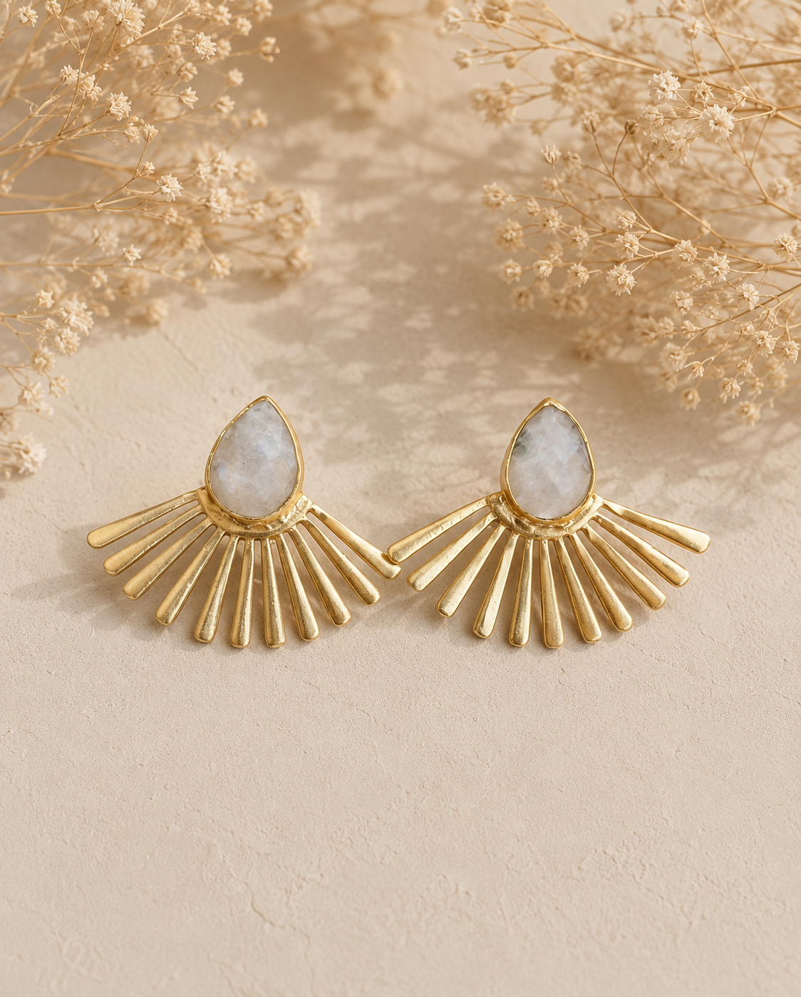 Pendientes Malika. Blanco nararado.