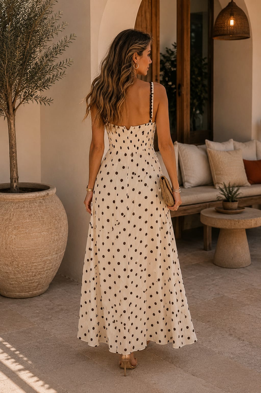 Vestido Camelia. Blanco Marfil y Chocolate.
