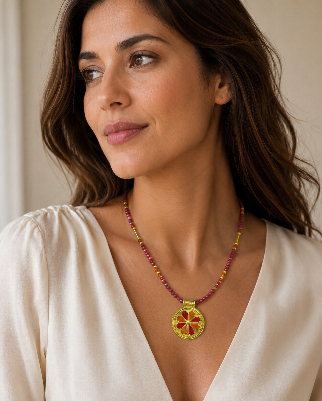 Collar Roseta Grande Esmaltada.