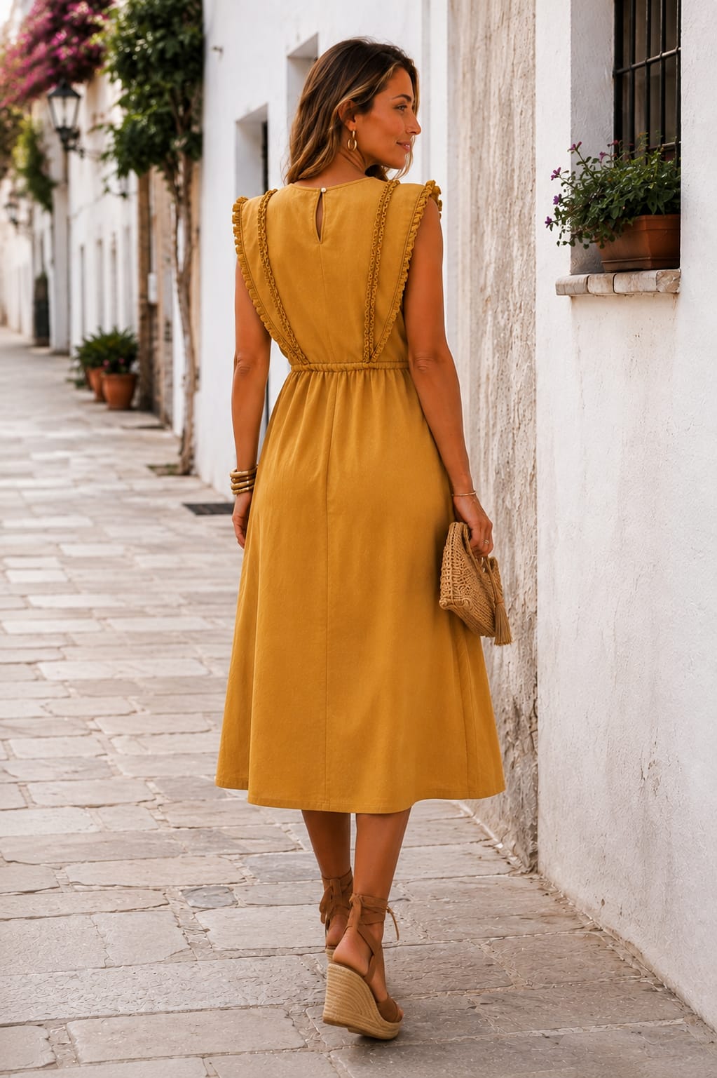 Vestido Alessia. Mostaza.