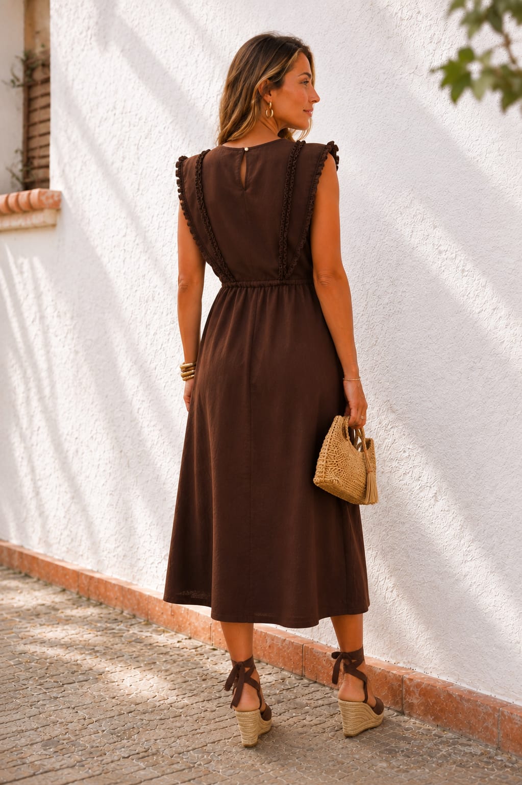 Vestido Alessia. Marrón Chocolate.