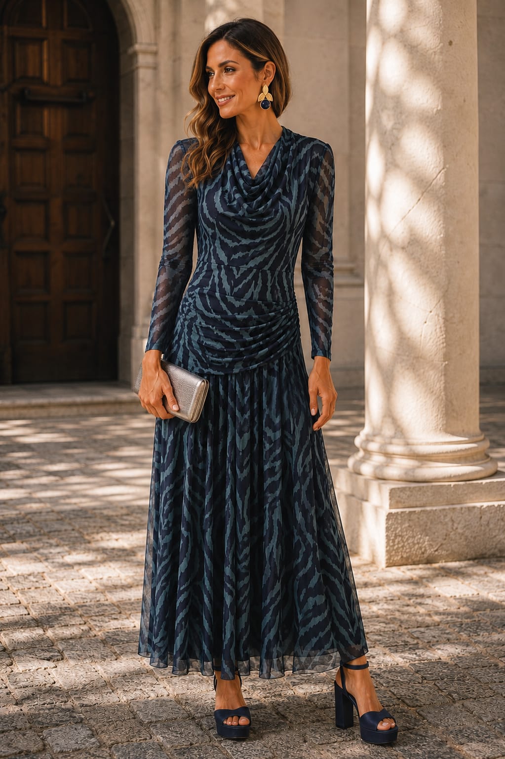Vestido Elisa. Turquesa y Marino.