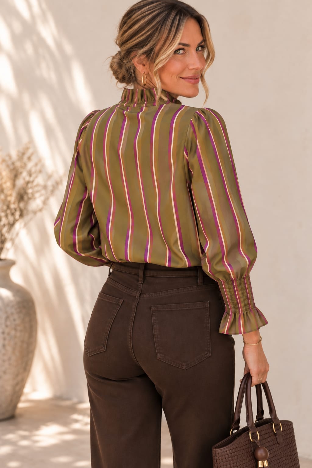 Pantalón Vaquero Alana. Marrón Chocolate. Talla S.