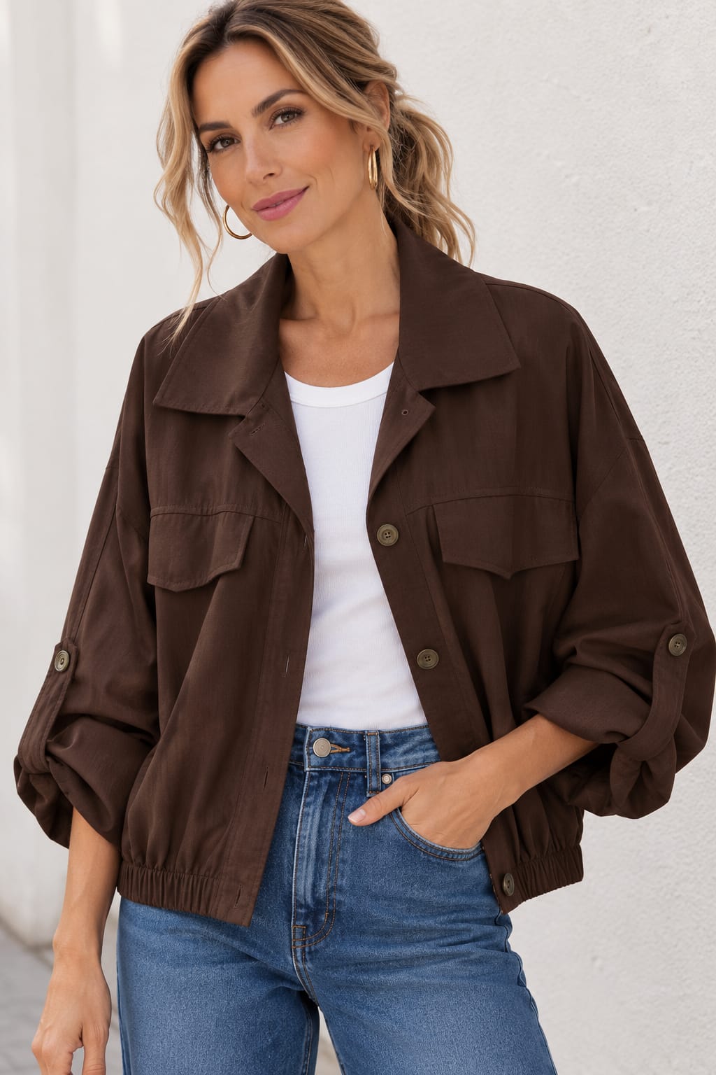 Chaqueta Penélope Oversize. Marrón Chocolate.