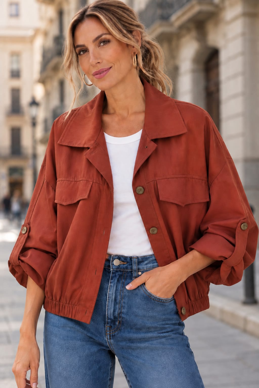 Chaqueta Penélope Oversize. Teja.