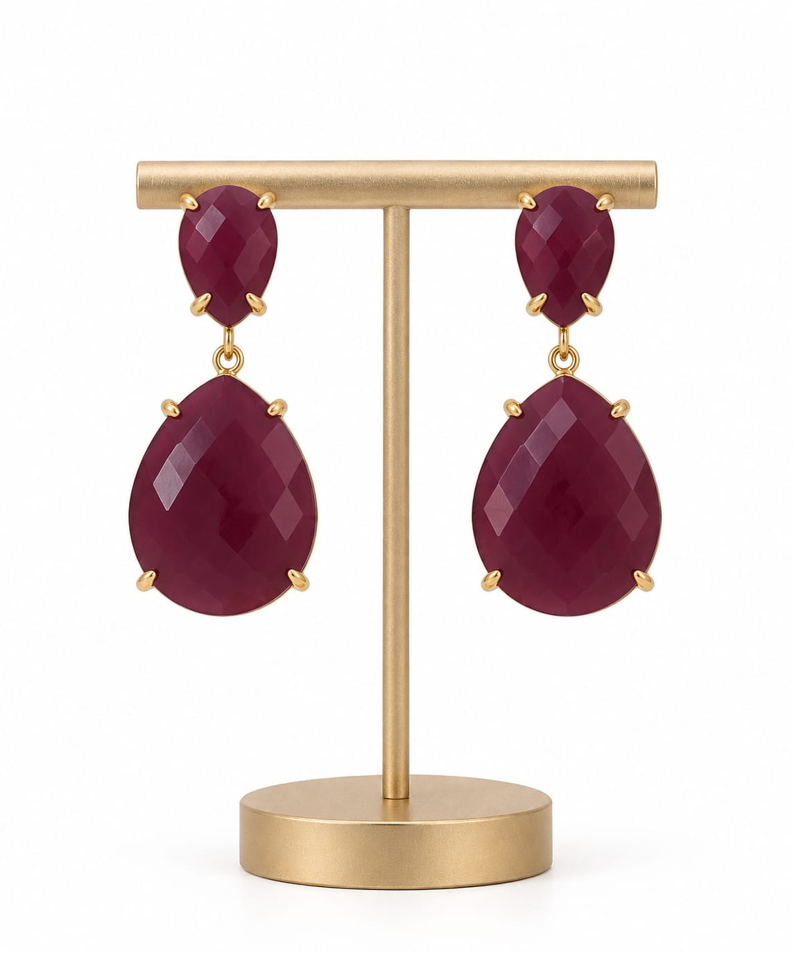 Pendientes Leonor. Piedra Natural Burdeos.
