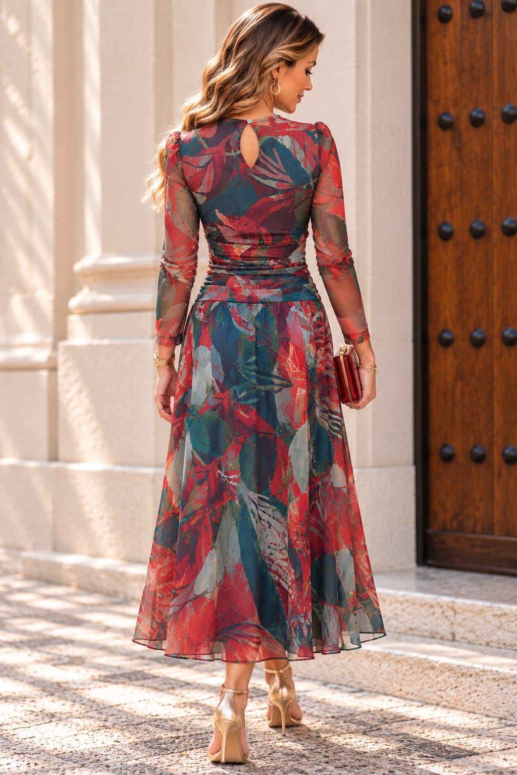 Vestido de Tul Naia. Rojo, Azul y Verde.