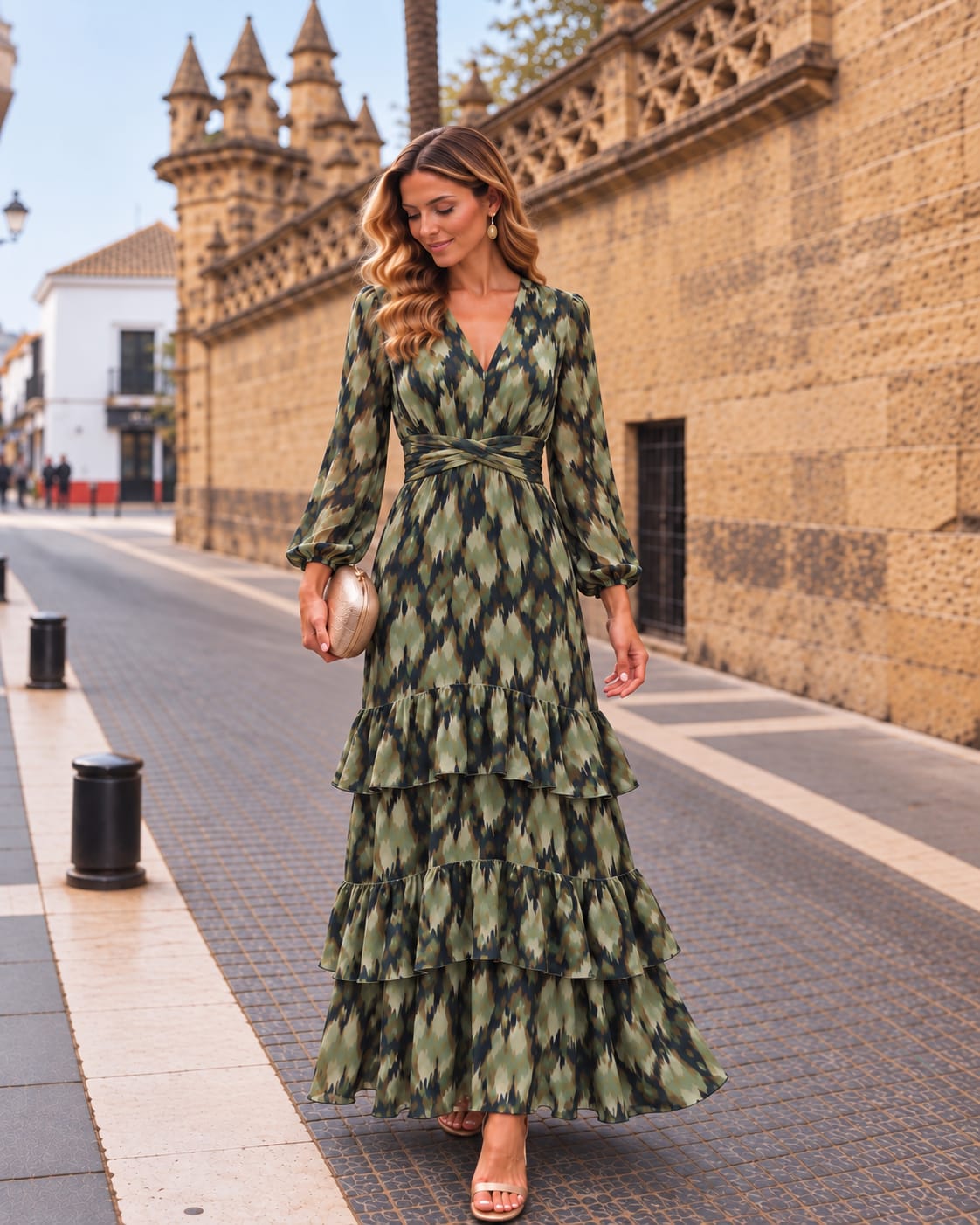 Vestido Mireia. Tonos Verdes.