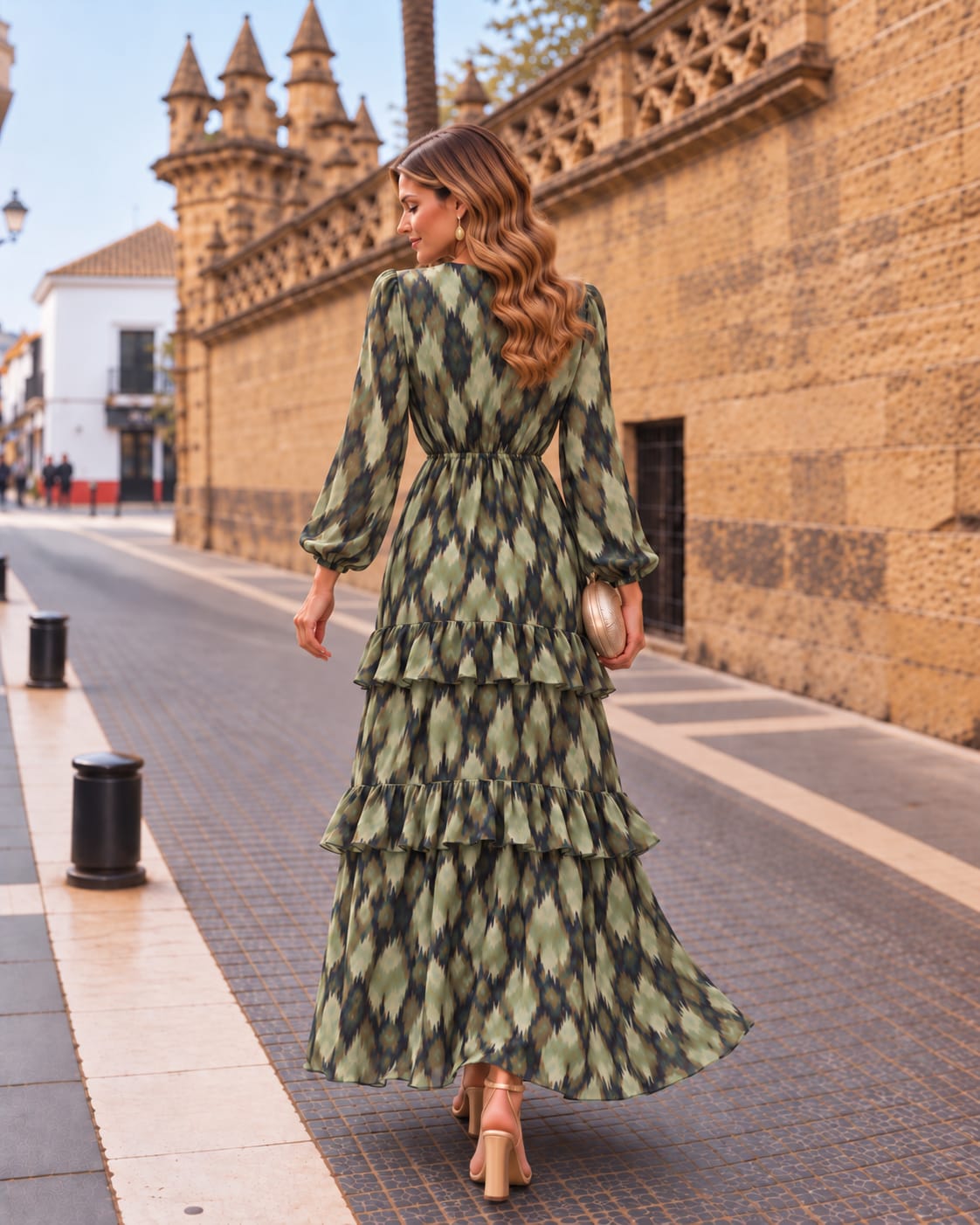 Vestido Mireia. Tonos Verdes.