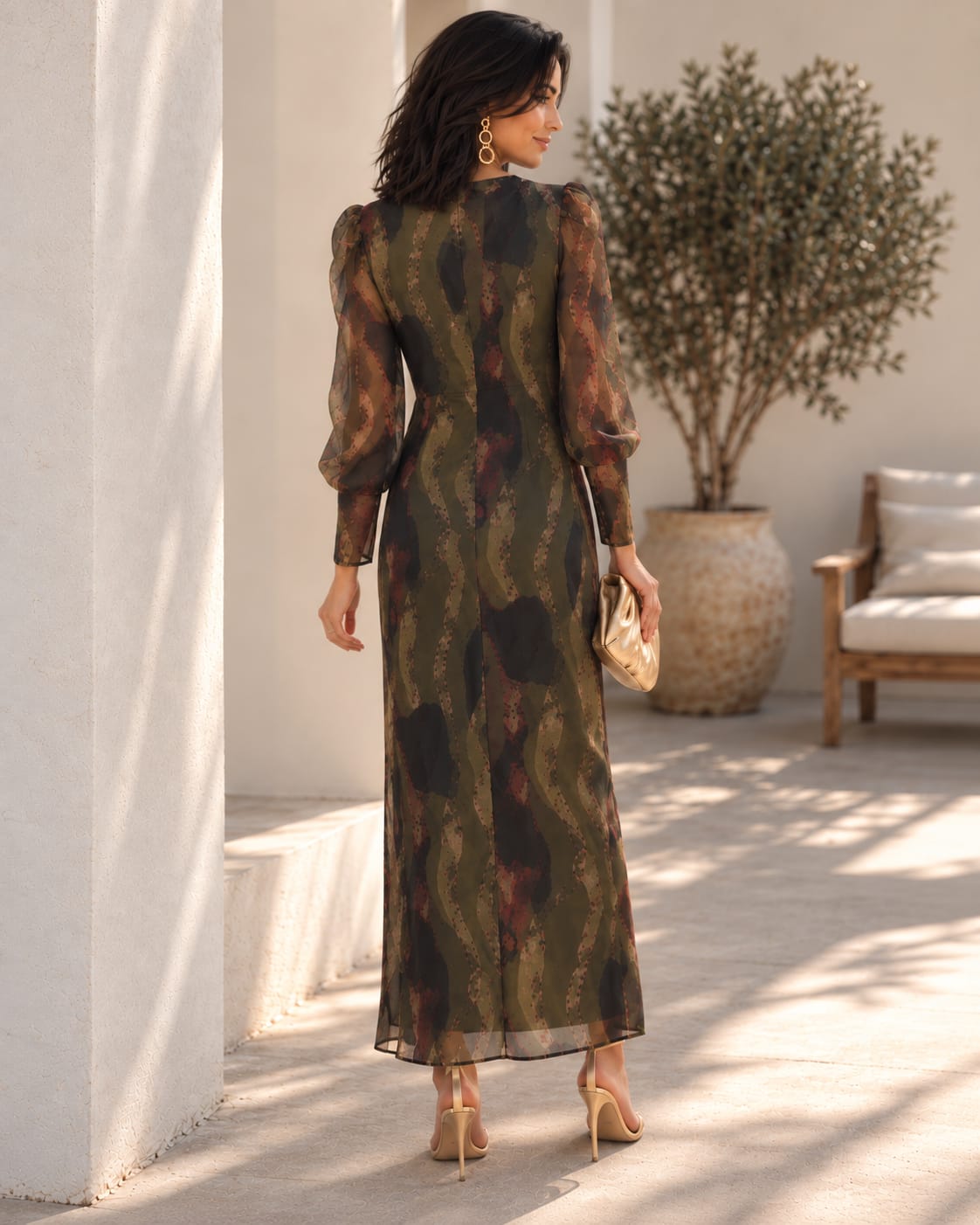Vestido Salomé. Verde con Estampado.