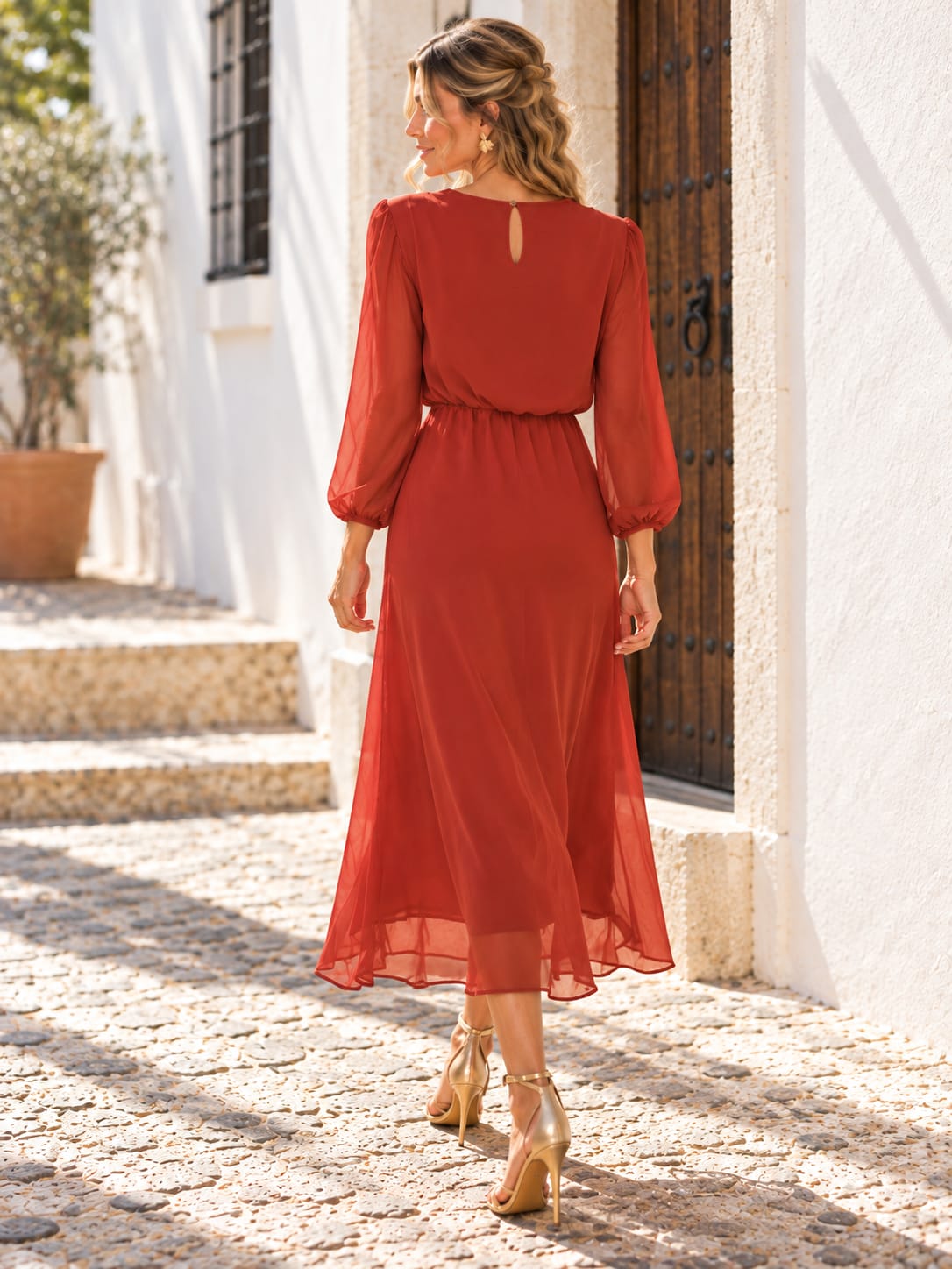 Vestido de Gasa Teja.