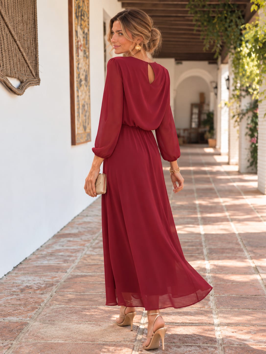 Vestido de Gasa Vino.