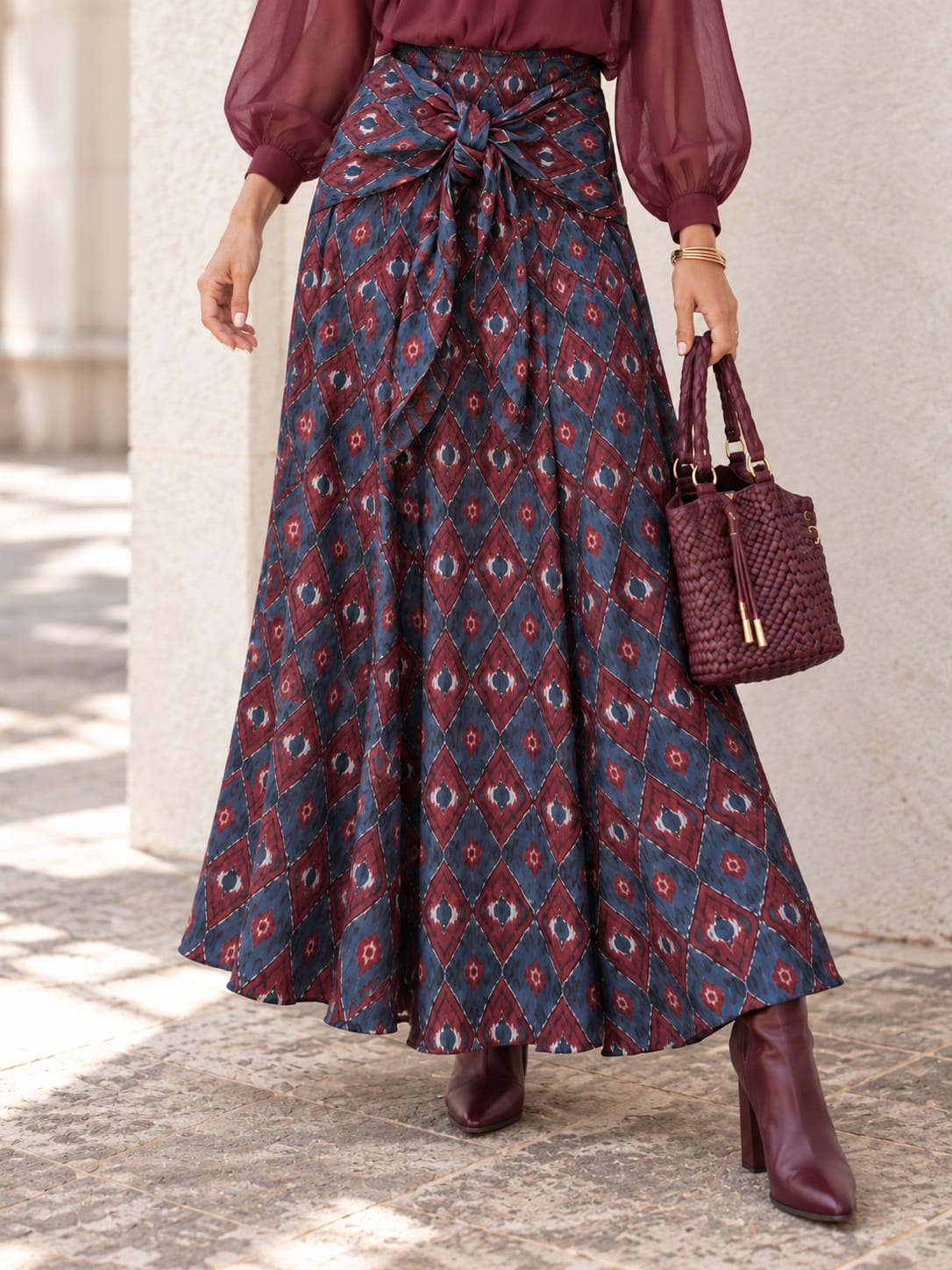 Falda Vittoria. Azul y Tinto.