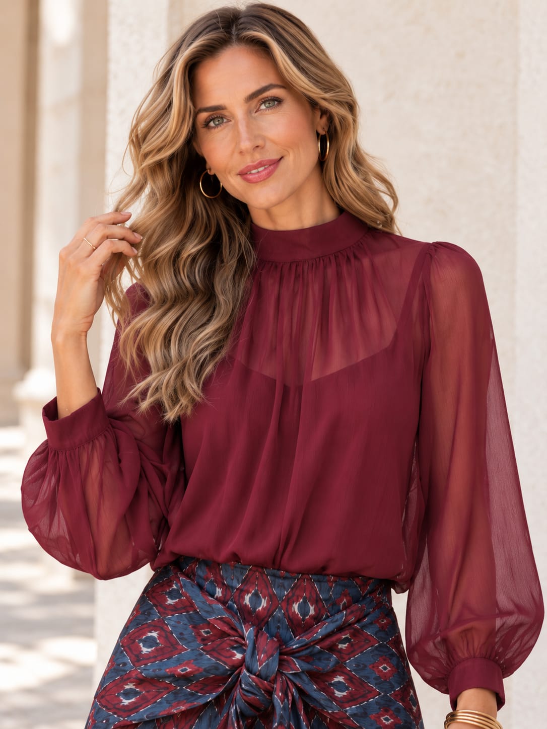 Blusa Sofía. Burdeos.