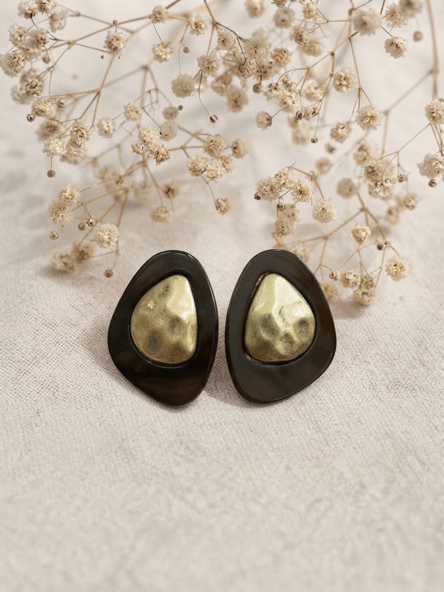 Pendientes Nicoletta. Marrón Chocolate y Dorado.