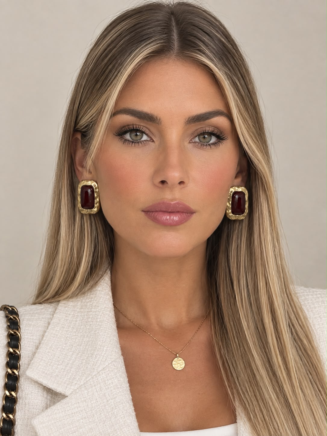 Pendientes Ginevra. Burdeos oscuro y Dorado envejecido.