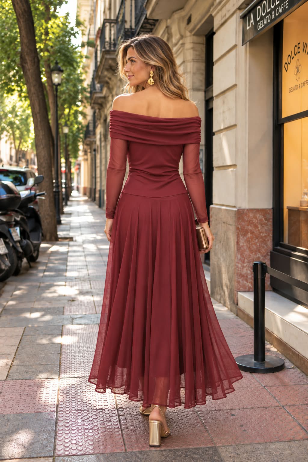 Vestido Camila. Teja. Burdeos.