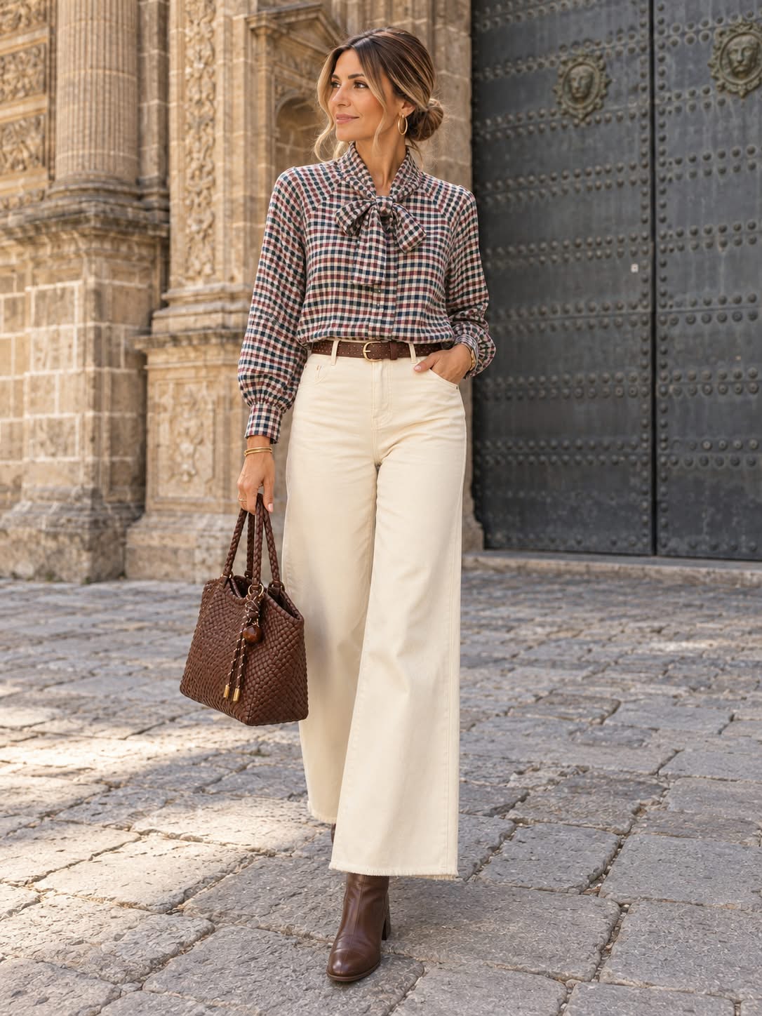 Camisa Lazada Simona. Cuadros Burdeos y Marino.