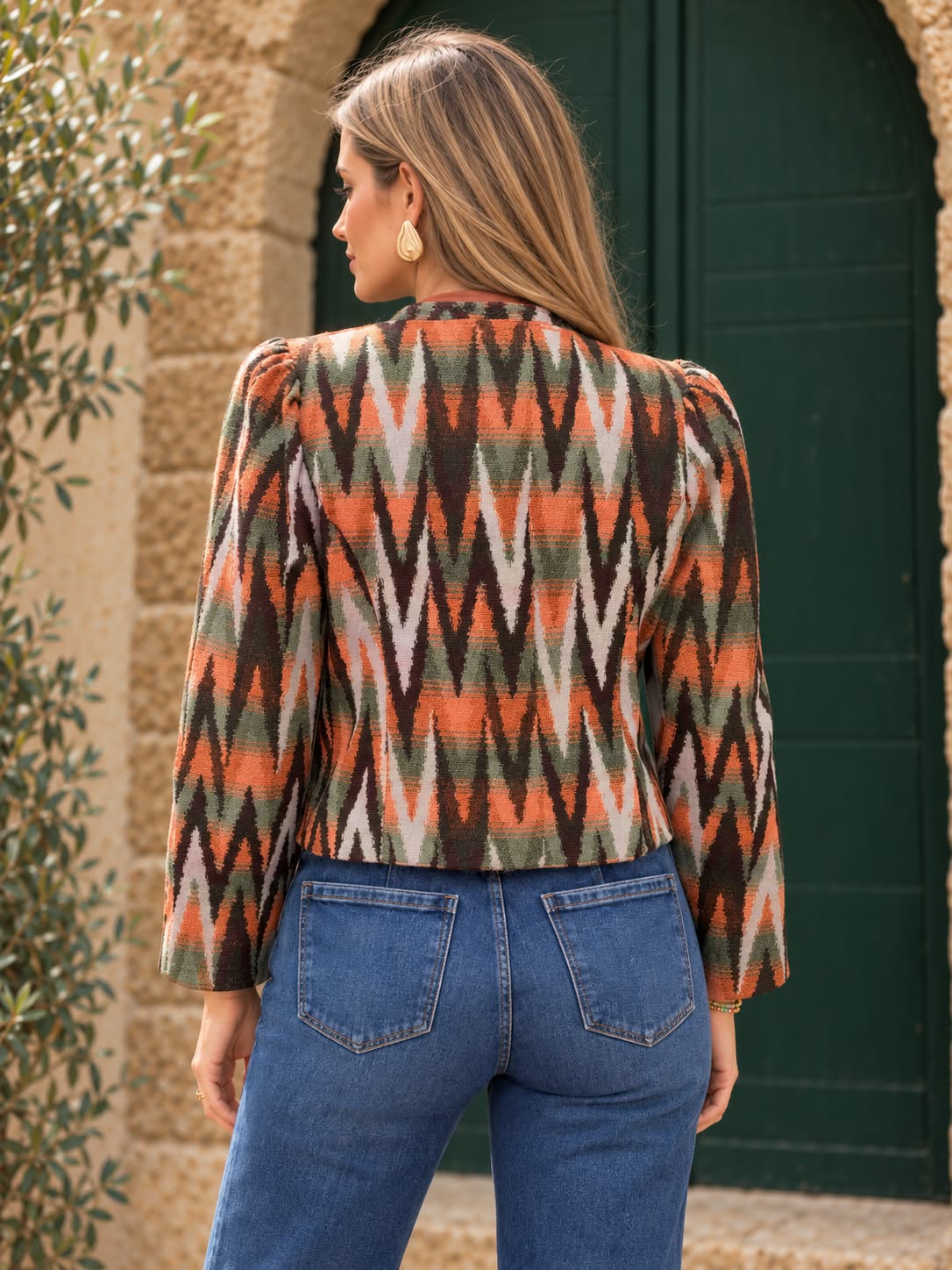 Chaqueta Donatella. Multicolor · Teja, Verde oliva, Marrón chocolate y Crudo
